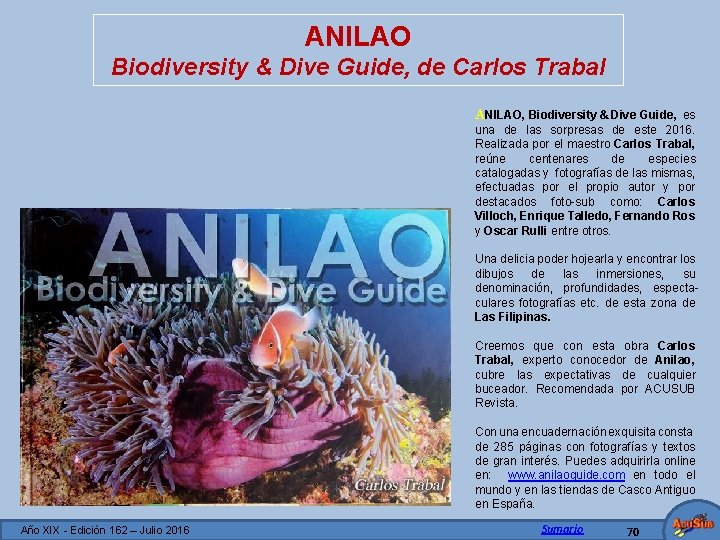 ANILAO Biodiversity & Dive Guide, de Carlos Trabal ANILAO, Biodiversity & Dive Guide, es