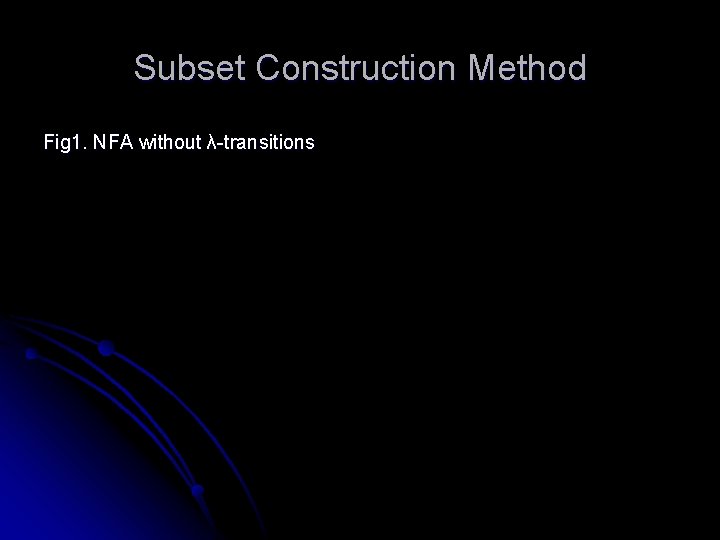 Subset Construction Method Fig 1. NFA without λ-transitions 