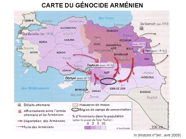 CARTE DU GÉNOCIDE ARMÉNIEN In (Histoire n° 341, avril 2009) 