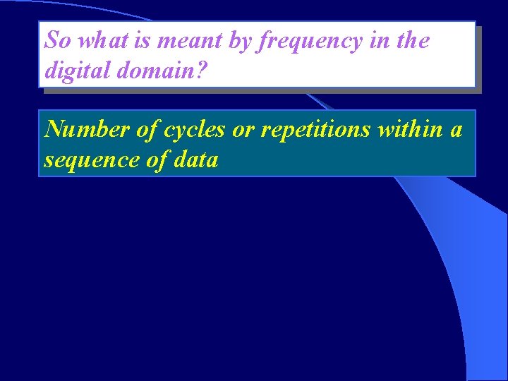 So what is meant by frequency in the digital domain? Number of cycles or