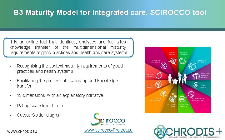 B 3 Maturity Model for integrated care. SCIROCCO tool It is an online tool