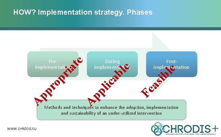 HOW? Implementation strategy. Phases lic pp A le as ib ab le ri at