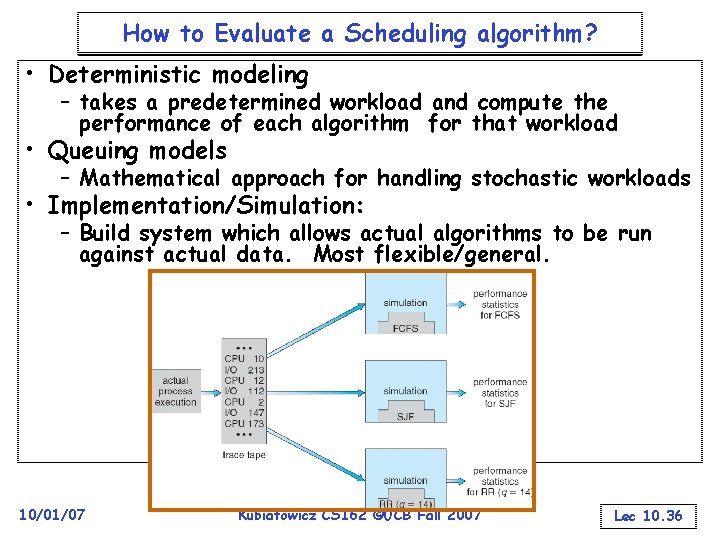 How to Evaluate a Scheduling algorithm? • Deterministic modeling – takes a predetermined workload