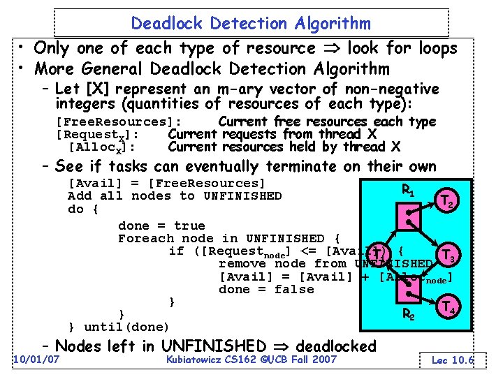 Deadlock Detection Algorithm • Only one of each type of resource look for loops