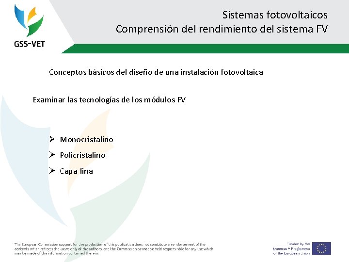 Sistemas fotovoltaicos Comprensión del rendimiento del sistema FV Conceptos básicos del diseño de una