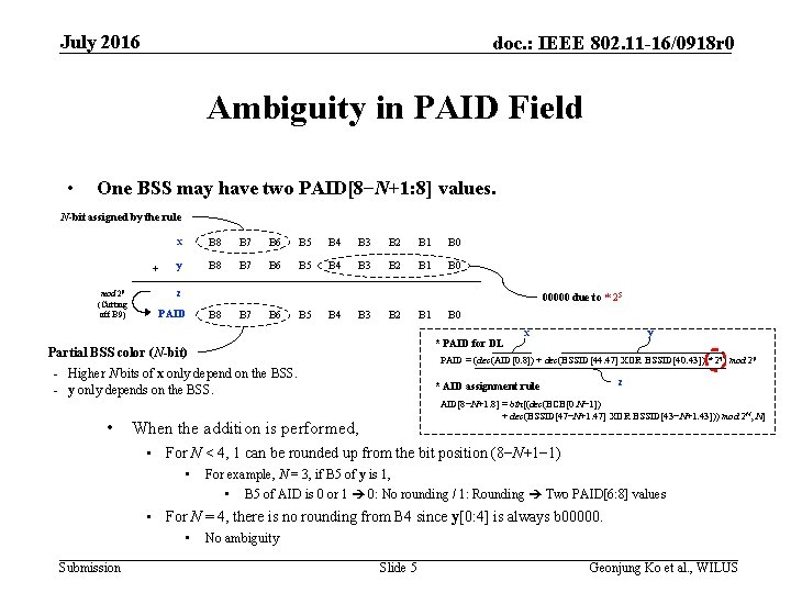 July 2016 doc. : IEEE 802. 11 -16/0918 r 0 Ambiguity in PAID Field