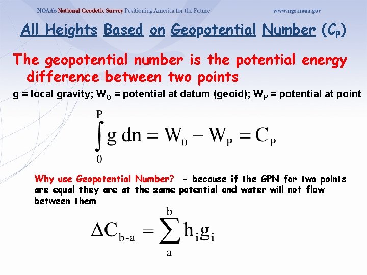 All Heights Based on Geopotential Number (CP) The geopotential number is the potential energy