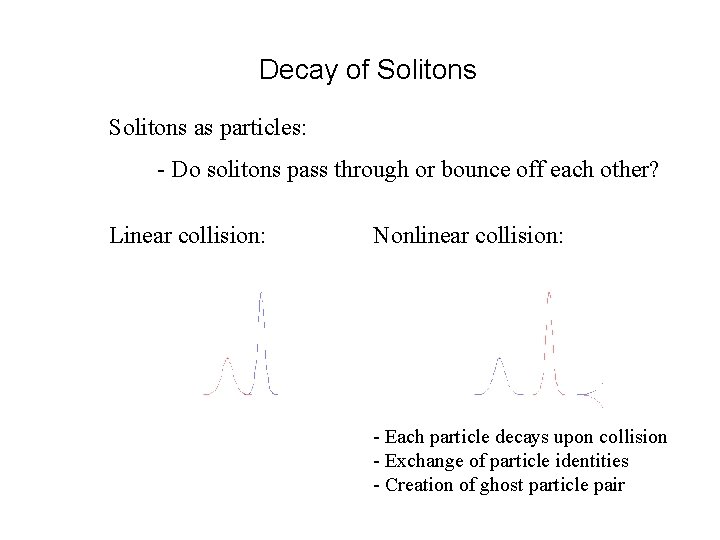 Decay of Solitons as particles: - Do solitons pass through or bounce off each