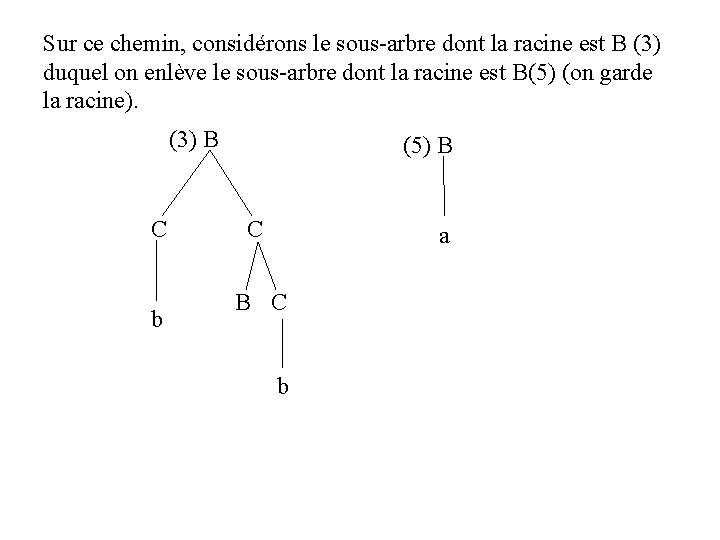 Sur ce chemin, considérons le sous-arbre dont la racine est B (3) duquel on Sur ce chemin, considérons le sous-arbre dont la racine est B (3) duquel on
