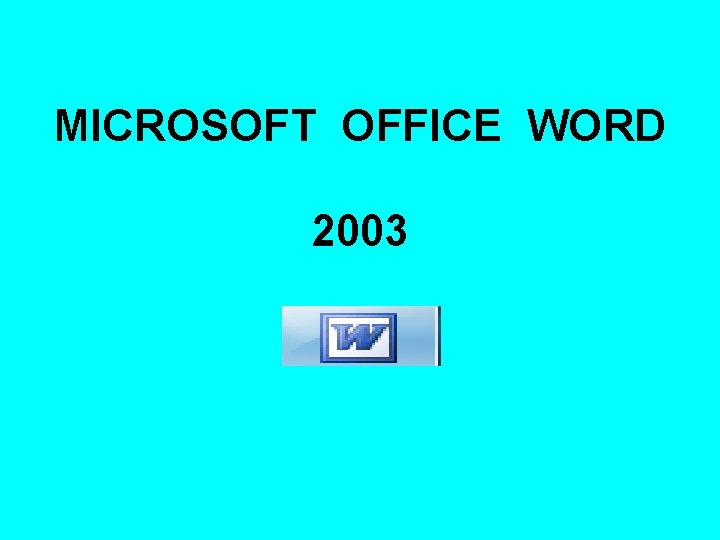 MICROSOFT OFFICE WORD 2003 