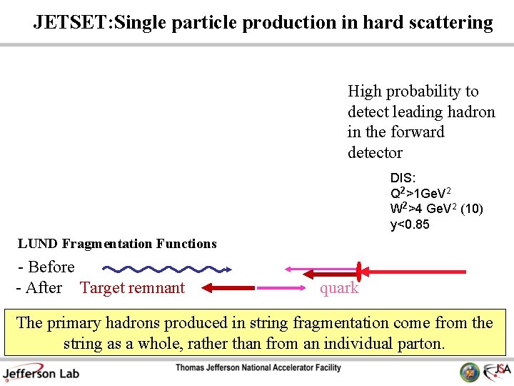 JETSET: Single particle production in hard scattering High probability to detect leading hadron in