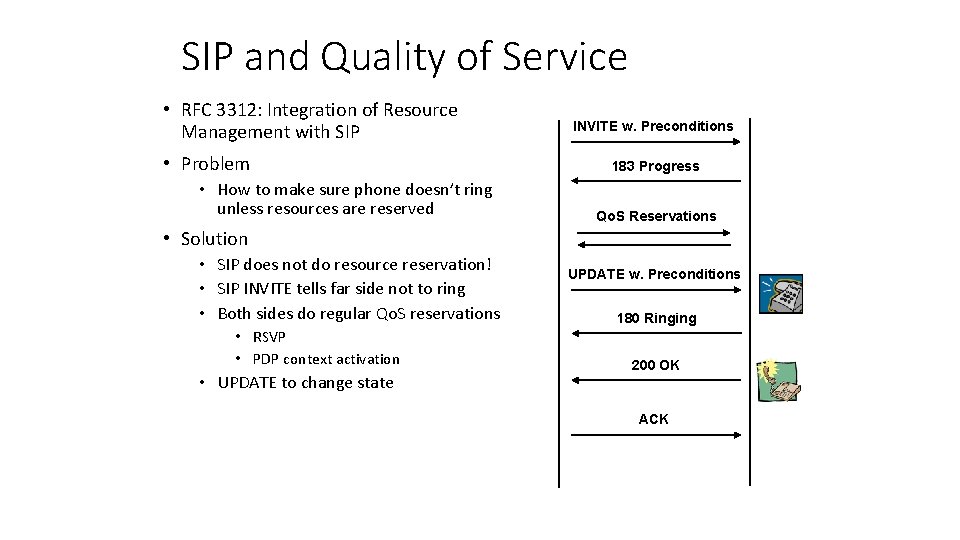 SIP and Quality of Service • RFC 3312: Integration of Resource Management with SIP