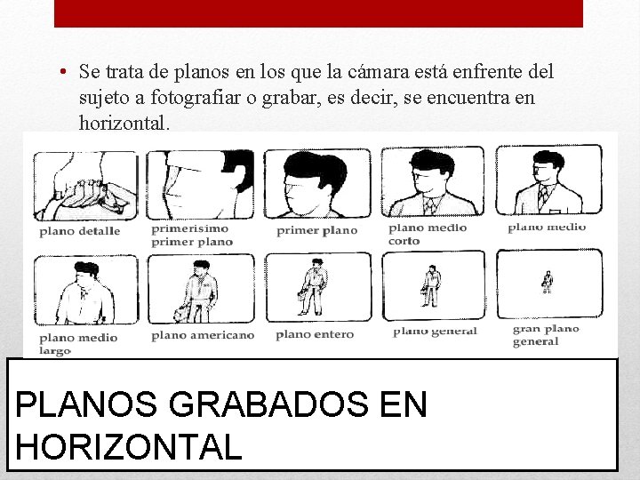  • Se trata de planos en los que la cámara está enfrente del