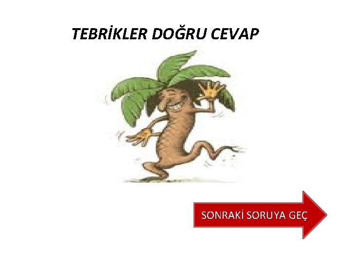 TEBRİKLER DOĞRU CEVAP SONRAKİ SORUYA GEÇ TEBRİKLER DOĞRU CEVAP SONRAKİ SORUYA GEÇ