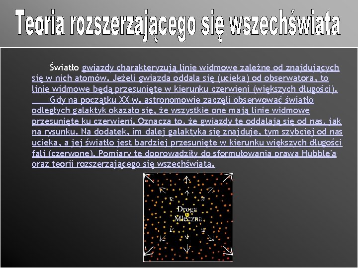 Światło gwiazdy charakteryzują linie widmowe zależne od znajdujących się w nich atomów. Jeżeli gwiazda