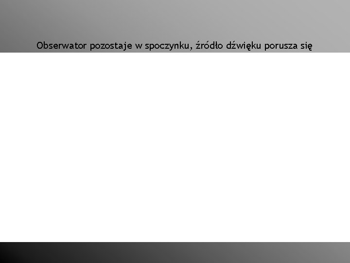 Obserwator pozostaje w spoczynku, źródło dźwięku porusza się 