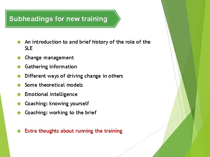 Subheadings for new training An introduction to and brief history of the role of