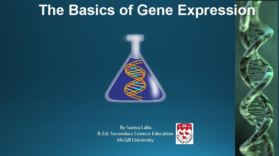 The Basics of Gene Expression By Sarina Lalla B. Ed. Secondary Science Education Mc.