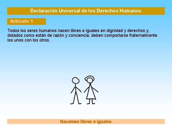 Declaración Universal de los Derechos Humanos Artículo 1 Todos los seres humanos nacen libres