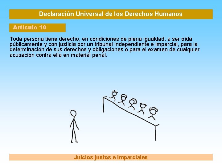 Declaración Universal de los Derechos Humanos Artículo 10 Toda persona tiene derecho, en condiciones