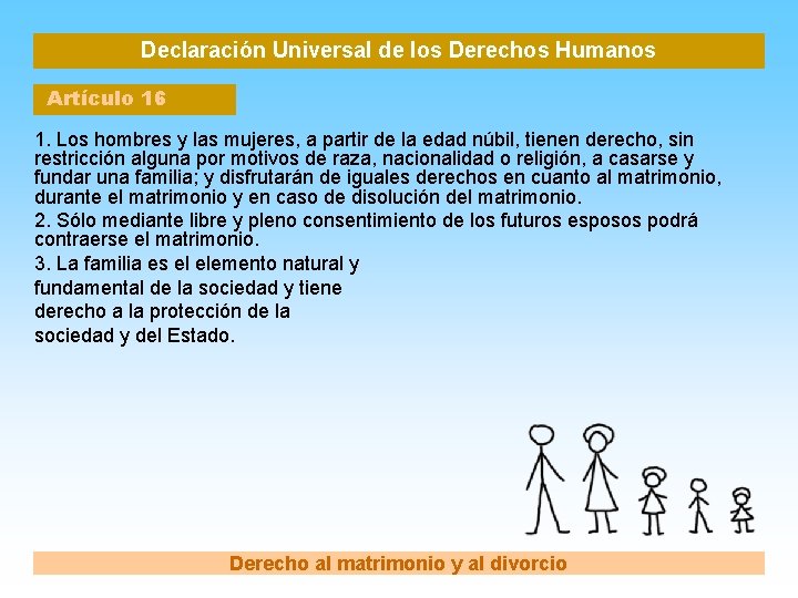 Declaración Universal de los Derechos Humanos Artículo 16 1. Los hombres y las mujeres,