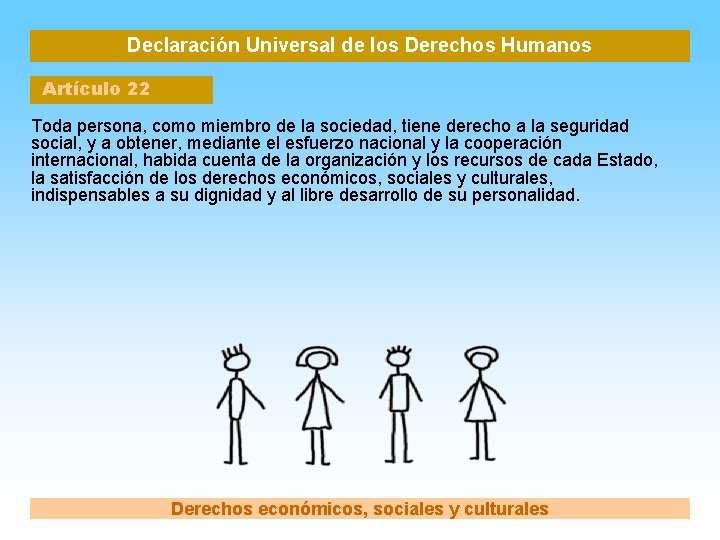 Declaración Universal de los Derechos Humanos Artículo 22 Toda persona, como miembro de la