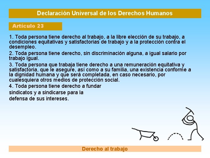 Declaración Universal de los Derechos Humanos Artículo 23 1. Toda persona tiene derecho al