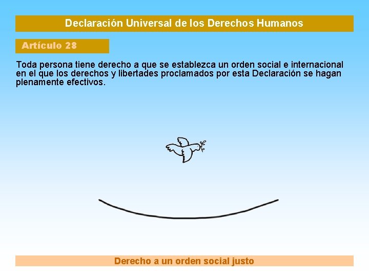 Declaración Universal de los Derechos Humanos Artículo 28 Toda persona tiene derecho a que