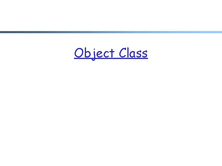 Object Class 