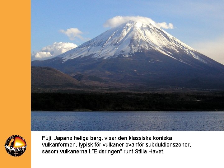 Fuji, Japans heliga berg, visar den klassiska koniska vulkanformen, typisk för vulkaner ovanför subduktionszoner,
