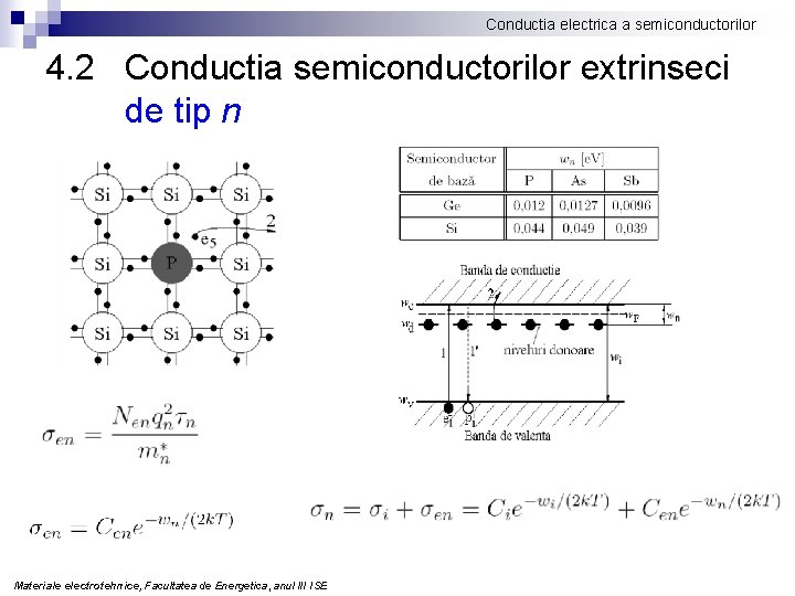 Conductia electrica a semiconductorilor 4. 2 Conductia semiconductorilor extrinseci de tip n Materiale electrotehnice,