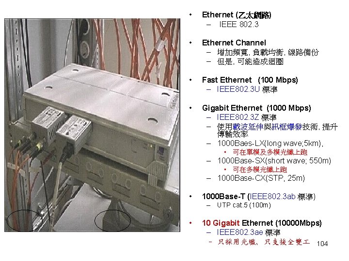 • Ethernet (乙太網路) – IEEE 802. 3 • Ethernet Channel – 增加頻寛, 負載均衡, • Ethernet (乙太網路) – IEEE 802. 3 • Ethernet Channel – 增加頻寛, 負載均衡,