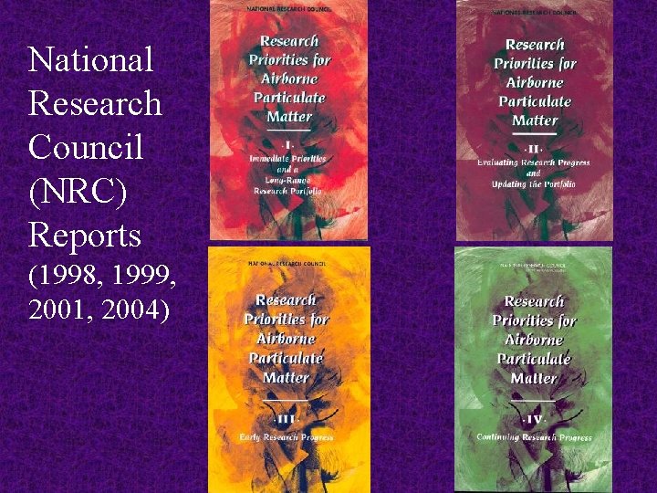 National Research Council (NRC) Reports (1998, 1999, 2001, 2004) 