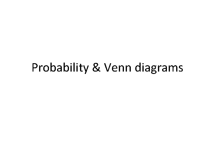 Probability & Venn diagrams 