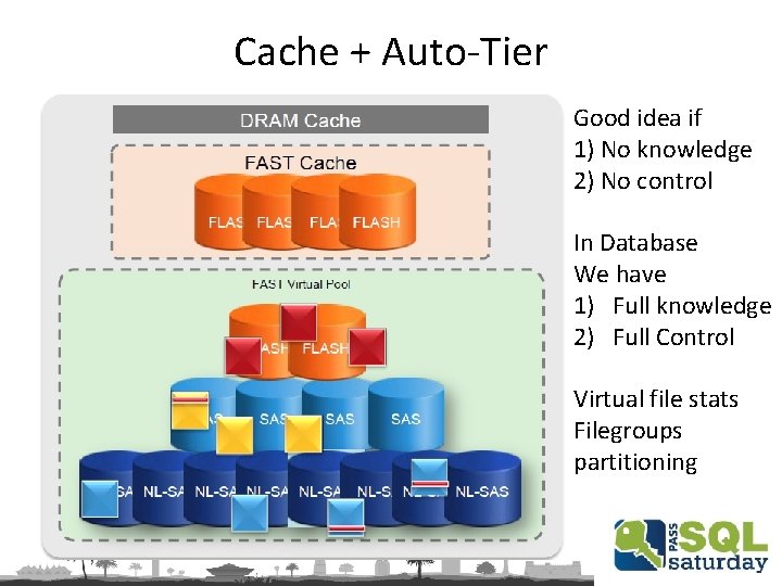 Cache + Auto-Tier Good idea if 1) No knowledge 2) No control In Database