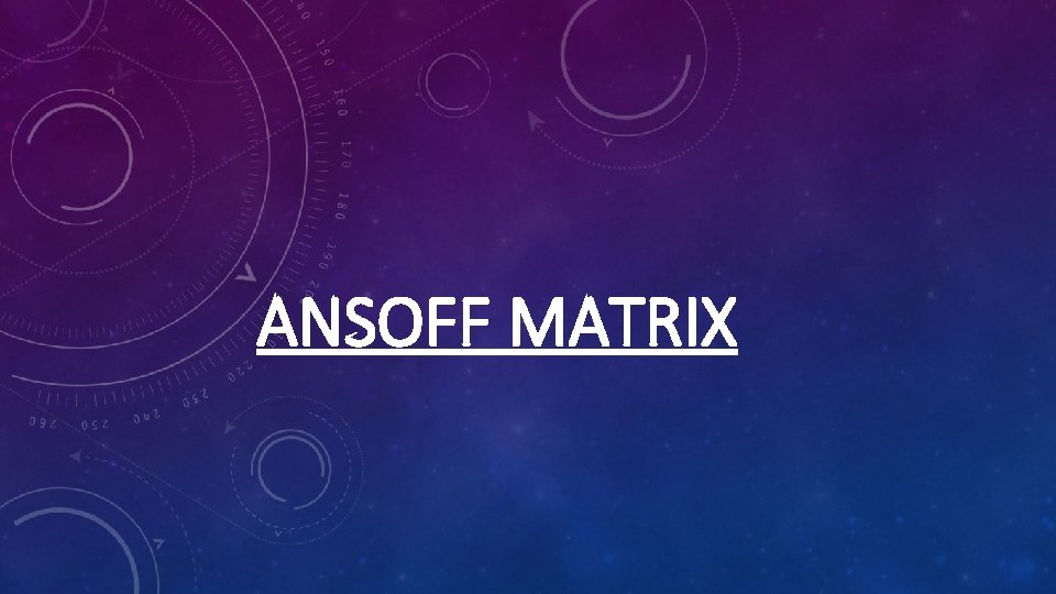 ANSOFF MATRIX ANSOFF MATRIX