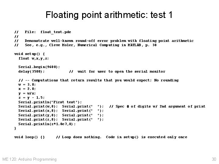 Floating point arithmetic: test 1 // // File: float_test. pde Demonstrate well-known round-off error