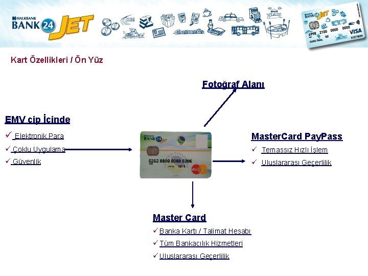 Kart Özellikleri / Ön Yüz Fotoğraf Alanı EMV çip İçinde ü Elektronik Para Master.