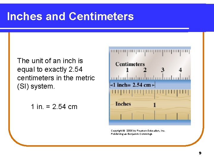 Inches and Centimeters The unit of an inch is equal to exactly 2. 54