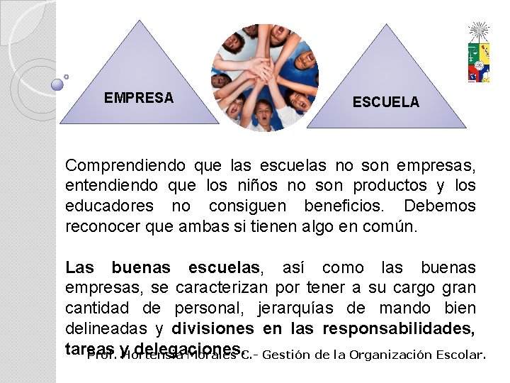 EMPRESA ESCUELA Comprendiendo que las escuelas no son empresas, entendiendo que los niños no