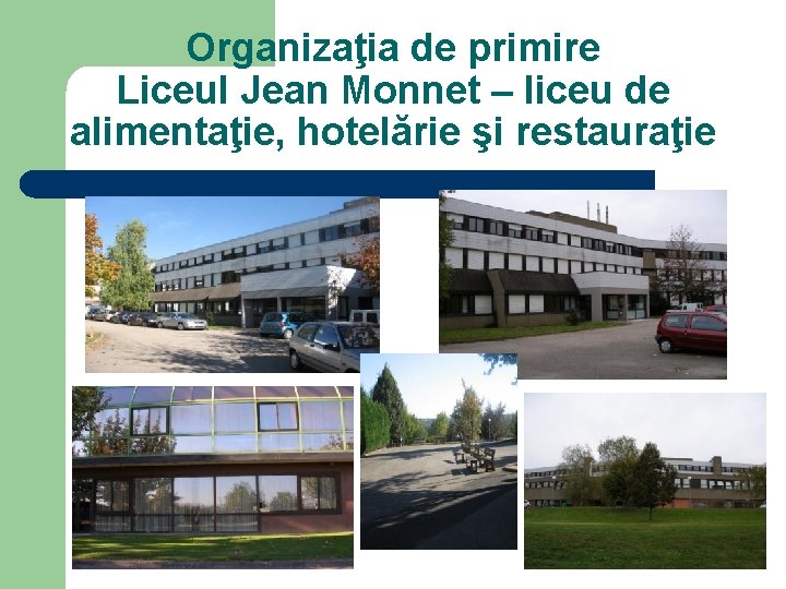 Organizaţia de primire Liceul Jean Monnet – liceu de alimentaţie, hotelărie şi restauraţie 