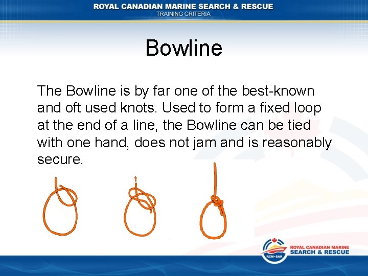 Bowline The Bowline is by far one of the best-known and oft used knots.