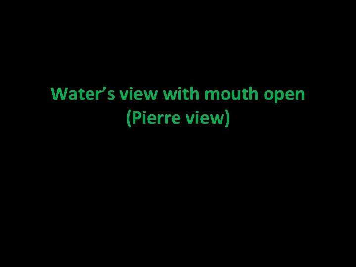 Water’s view with mouth open (Pierre view) 