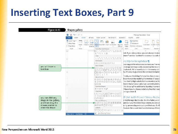 Inserting Text Boxes, Part 9 New Perspectives on Microsoft Word 2013 XP 26 