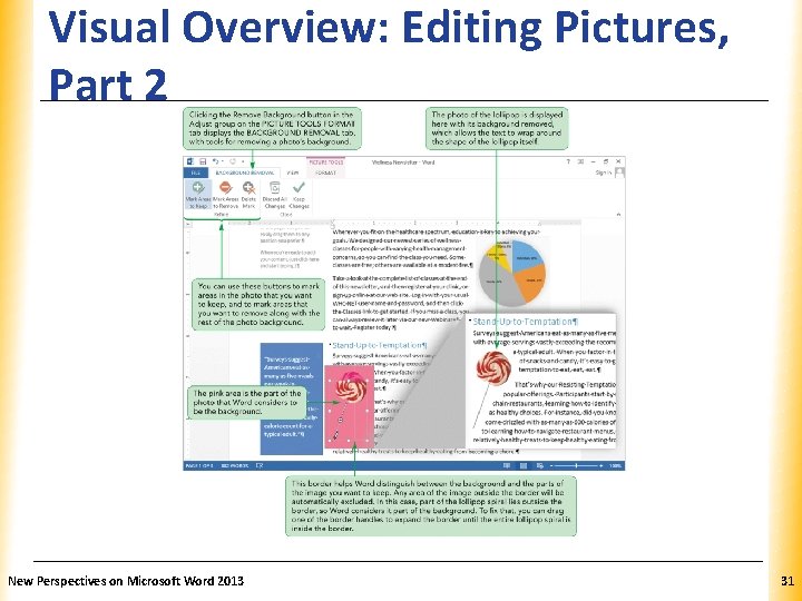 Visual Overview: Editing Pictures, XP Part 2 New Perspectives on Microsoft Word 2013 31