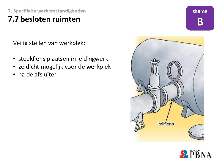 7. Specifieke werkomstandigheden 7. 7 besloten ruimten Veilig stellen van werkplek: • steekflens plaatsen