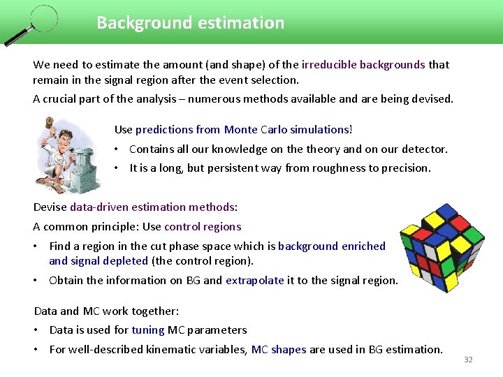 Background estimation We need to estimate the amount (and shape) of the irreducible backgrounds