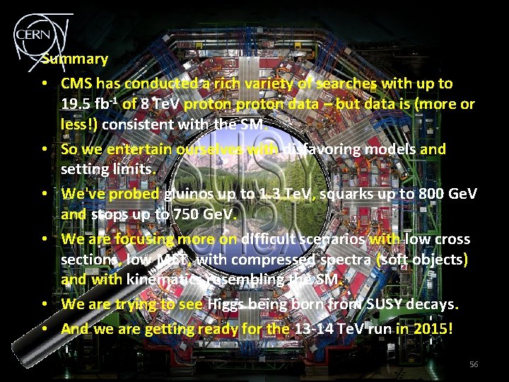 Summary • CMS has conducted a rich variety of searches with up to 19.