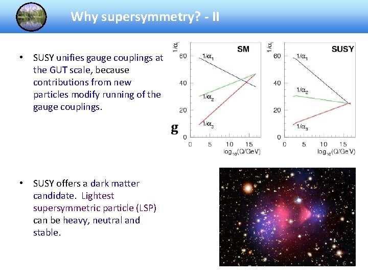 Why supersymmetry? - II • SUSY unifies gauge couplings at the GUT scale, because
