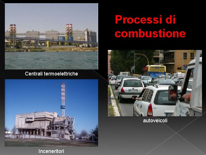 Processi di combustione Centrali termoelettriche autoveicoli Inceneritori 